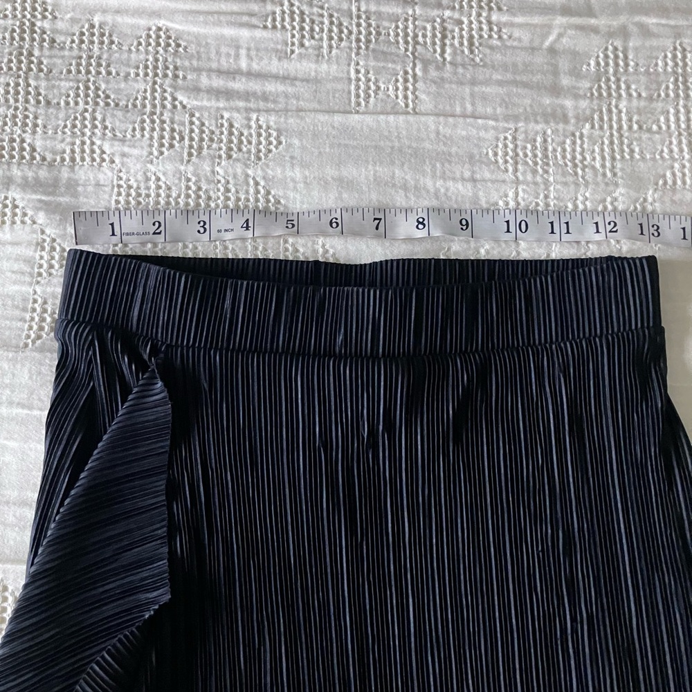 ALFANI Black, Blush & Ivory Asymmetrical Wrap Detail Pleated Midi Skirt Size S - Picture 6 of 9